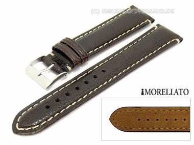Uhrarmband -Rousseau- 22mm dunkelbraun B�ffelleder genarbt helle Naht von MORELLATO - Bild vergr��ern 