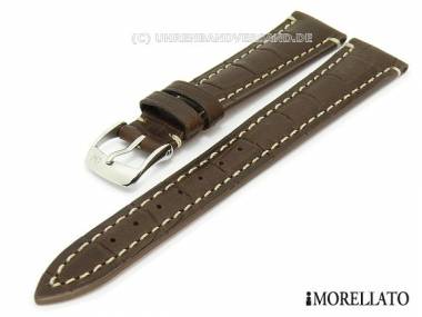 Uhrarmband -Renoir- 20mm dunkelbraun Alligatorpr�gung helle Naht von MORELLATO - Bild vergr��ern 