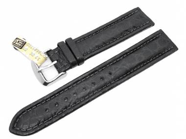 Uhrenarmband 24mm schwarz Di-Modell -Krokodil Chrono- robust echt Krokodil (Schlie�enansto� 20 mm) - Bild vergr��ern 