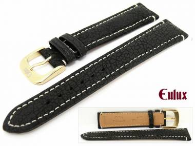 Uhrenarmband 22mm schwarz EULUX  -Monet- echt Wasserb�ffel genarbt wei�e Naht - Bild vergr��ern 