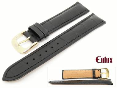 Uhrenarmband 22mm schwarz EULUX  -Michelangelo- Alligator-Pr�gung robust - Bild vergr��ern 
