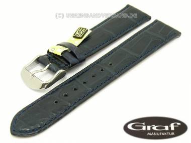 Uhrenarmband -Alligator- 17mm dunkelblau echt Alligator Louisiana von Graf (Schlie�enansto� 16 mm) - Bild vergr��ern 