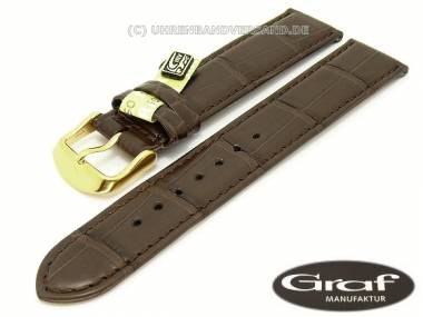 Uhrenarmband -Alligator- 18mm dunkelbraun echt Alligator Louisiana von Graf (Schlie�enansto� 16 mm) - Bild vergr��ern 