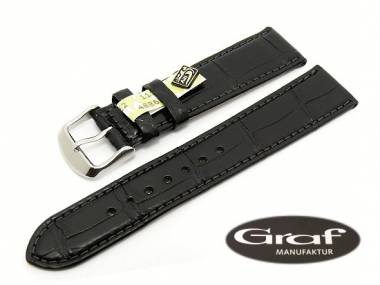 Uhrenarmband -Alligator- 18mm schwarz echt Alligator Louisiana matt von Graf (Schlie�enansto� 16 mm) - Bild vergr��ern 