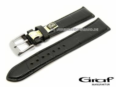 Uhrenarmband -New Orleans- 21mm schwarz echt Louisiana Alligator von Graf (Schlie�enansto� 16 mm) - Bild vergr��ern 