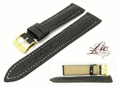 Manufaktur- Uhrband  -Hai Chrono- 18mm schwarz echt Hai helle Naht von Lic (Schlie�enansto� 16 mm) - Bild vergr��ern 