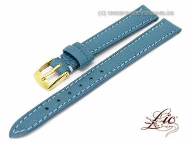 Manufaktur- Uhrband -Madras- 12mm helles blau echtes Ziegenleder genarbt Lic (Schlie�enansto� 10 mm) - Bild vergr��ern 