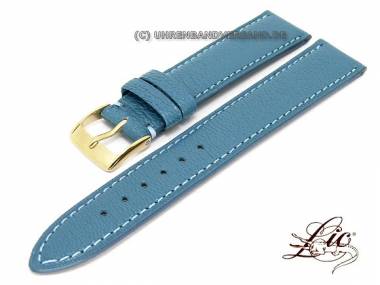 Manufaktur- Uhrband -Madras- 16mm helles blau echtes Ziegenleder genarbt Lic (Schlie�enansto� 14 mm) - Bild vergr��ern 