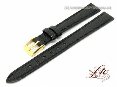 Manufaktur- Uhrband -Madras- 14mm schwarz echtes Ziegenleder genarbt von Lic (Schlie�enansto� 12 mm) - Bild vergr��ern 