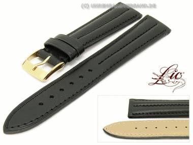 Manufaktur- Uhrband  -Eco Duo- 20mm schwarz glatt Doppelwulst von Lic (Schlie�enansto� 18 mm) - Bild vergr��ern 