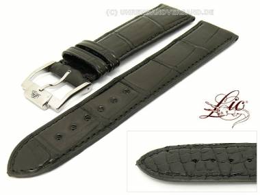 Manufaktur- Uhrband 16mm schwarz -Alligator Deluxe- echt Alligator von Lic (Schlie�enansto� 14 mm) - Bild vergr��ern 