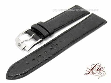 Manufaktur- Uhrband 16mm schwarz matt echt Krokodil von Lic (Schlie�enansto� 14 mm) - Bild vergr��ern 