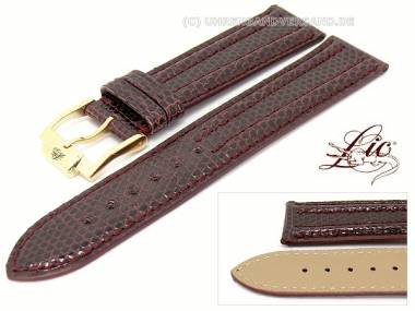 Manufakturband -L�zard Duetto- 18mm bordeaux e. Eidechse Doppelwulst von Lic (Schlie�enansto� 16 mm) - Bild vergr��ern 