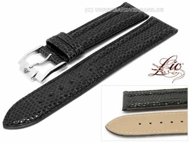 Manufakturband -L�zard Duetto- 20mm schwarz echt Eidechse Doppelwulst v. Lic (Schlie�enansto� 18 mm) - Bild vergr��ern 