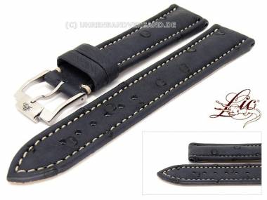 Manufaktur-Uhrband -Strauss Chrono Special- 20mm dunkelblau Strau�leder Lic (Schlie�enansto� 18 mm) - Bild vergr��ern 