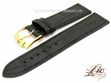 Manufaktur- Uhrband 22mm schwarz matt echt Alligator von Lic (Schlie�enansto� 20 mm) - Bild vergr��ern 
