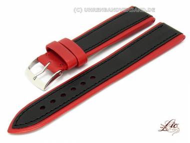 Manufaktur- Uhrband -Eco Double- 20mm schwarz/rot glatt von Lic (Schlie�enansto� 18 mm) - Bild vergr��ern 