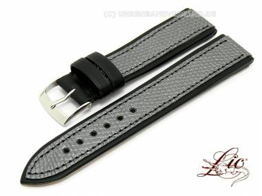 Manufaktur- Uhrband -Eco L�zard- 18mm schwarz/grau echt Eidechse von Lic (Schlie�enansto� 16 mm) - Bild vergr��ern 