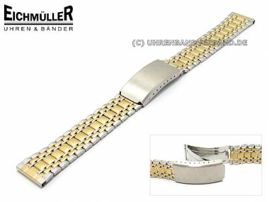 Uhrenarmband 20mm Edelstahl bicolor elegant teilweise poliert - Bild vergr��ern 