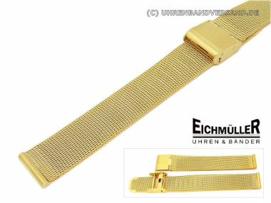 Uhrenarmband 14mm Edelstahl vergoldet Milanaise elegant Schiebeverschluss - Bild vergr��ern 