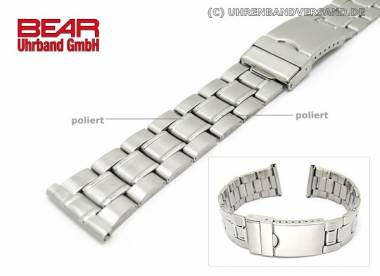 Edelstahl-Uhrband XL 22mm geb�rstet teilweise poliert sportlich-elegant von BEAR - Bild vergr��ern 