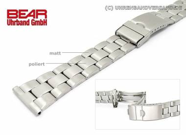 Edelstahl-Uhrband 22mm geb�rstet teilweise poliert sportlich-elegant von BEAR - Bild vergr��ern 