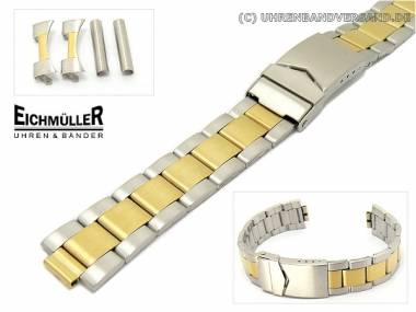 Uhrenarmband 20mm Edelstahl matt Wechselansto� rund/gerade bicolor - Bild vergr��ern 