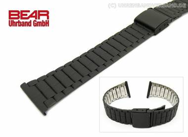 Edelstahl-Uhrband 20mm schwarz teilweise gl�nzend Schiebeverschluss von BEAR - Bild vergr��ern 