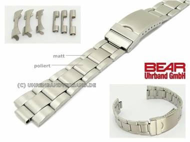 Edelstahl-Uhrenarmband Multi-Ansto� 18-22mm rund/gerade teilweise poliert schlicht von BEAR - Bild vergr��ern 