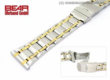 Edelstahl-Uhrenarmband 24mm bicolor Massiv-Optik teilweise poliert sportlich-elegant von BEAR - Bild vergr��ern 