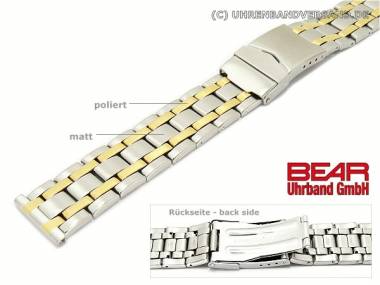 Edelstahl-Uhrenarmband 20mm bicolor Massiv-Optik teilweise poliert sportlich-elegant von BEAR - Bild vergr��ern 