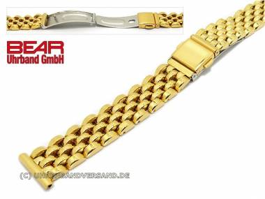 Edelstahl-Uhrband 16mm vergoldet Massiv-Optik poliert elegant von BEAR - Bild vergr��ern 
