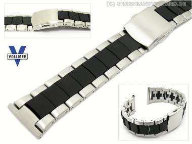 Metallarmband Edelstahl 22mm Massiv-Optik fein geb�rstet mit Silikoneinlage von Vollmer - Bild vergr��ern 