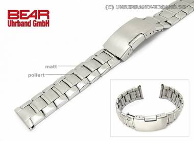 Edelstahl-Uhrband 20mm Massiv-Optik teilweise poliert sportlich-elegant von BEAR - Bild vergr��ern 