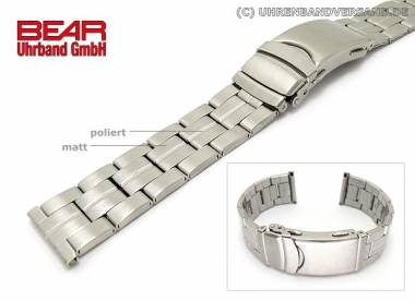 Edelstahl-Uhrband 20mm teilweise poliert schlicht-elegant mit Bandverl�ngerung von BEAR - Bild vergr��ern 