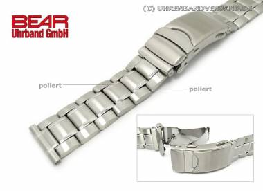 Edelstahl-Uhrband 20mm teilweise poliert sportlich-elegant mit Bandverl�ngerung von BEAR - Bild vergr��ern 