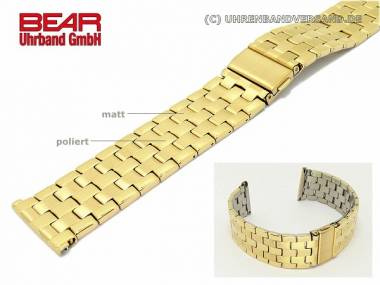 Edelstahl-Uhrenarmband 24mm vergoldet Massiv-Optik teilpoliert schlicht-elegant von BEAR - Bild vergr��ern 