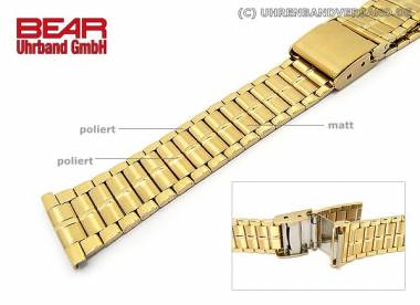 Edelstahl-Uhrband 20mm vergoldet teilweise poliert elegant von BEAR - Bild vergr��ern 