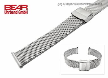Edelstahl-Uhrenarmband 20mm Milanaise matt elegant mit Faltschlie�e von BEAR - Bild vergr��ern 