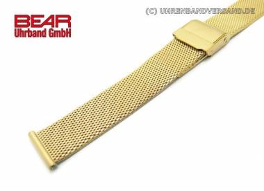 Edelstahl-Uhrenarmband 20mm vergoldet Milanaise matt elegant mit Faltschlie�e von BEAR - Bild vergr��ern 