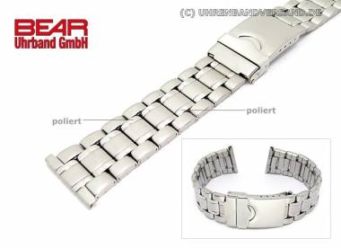 Edelstahl-Uhrband XL 22mm gesandstrahlt teilweise poliert sportlich-elegant von BEAR - Bild vergr��ern 