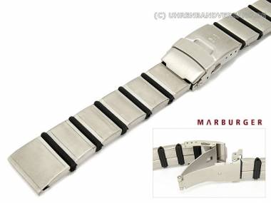 Uhrenarmband 20mm Edelstahl/Synthetik bicolor stahl/schwarz teilpoliert Marburger - Bild vergr��ern 