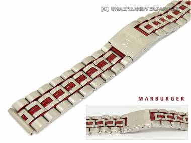 Uhrenarmband 18/20mm Edelstahl bicolor stahl/rot matt Wechselansto� Marburger - Bild vergr��ern 