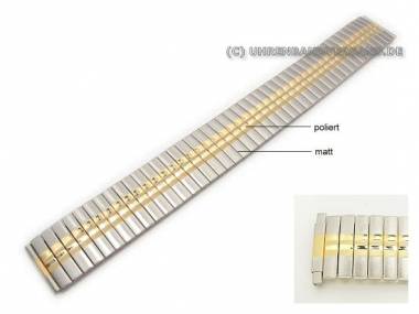 Uhrenarmband Edelstahl 16-20mm EULIT Zugband Teleskop-Ansto� elegant teilw. poliert bicolor - Bild vergr��ern 