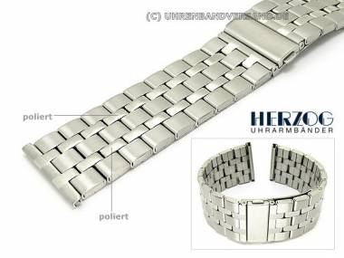 Uhrenarmband 28mm Edelstahl matt (satiniert) teilpoliert klassisch-schlicht von Herzog - Bild vergr��ern 