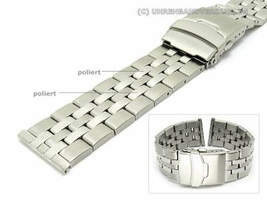 Uhrenarmband Edelstahl 24mm Massiv-Optik fein geb�rstet teilweise poliert - Bild vergr��ern 