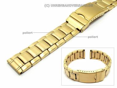 Uhrenarmband Edelstahl 18mm vergoldet fein geb�rstet teilweise poliert - Bild vergr��ern 
