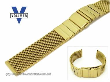 Uhrenarmband Edelstahl 20mm Milanaise SES schweres Geflecht PVD-vergoldet poliert von Vollmer - Bild vergr��ern 