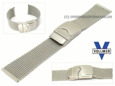 Metallarmband Edelstahl 22mm Milanaise extra schweres Geflecht teilweise poliert Vollmer - Bild vergr��ern 