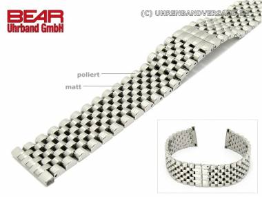 Edelstahl-Uhrenarmband 20mm massiv teilweise poliert elegant mit Butterfly-Faltschlie�e von BEAR - Bild vergr��ern 